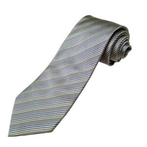 BRANDINI ITALY‎ Mens Silk Stripe Tie Handmade Blue Yellow Formal Necktie